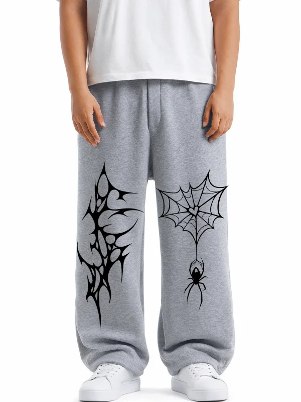 Premium Spider Web Leg Erkek Gri Eşofman Altı