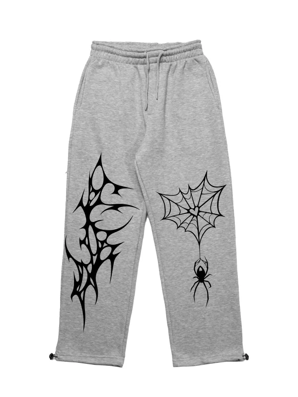 Premium Spider Web Leg Erkek Gri Eşofman Altı