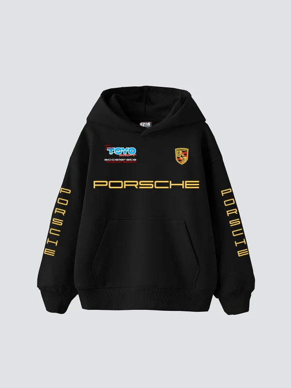 Racing Motorsport Baskılı Oversize Unisex Premium Siyah Hoodie