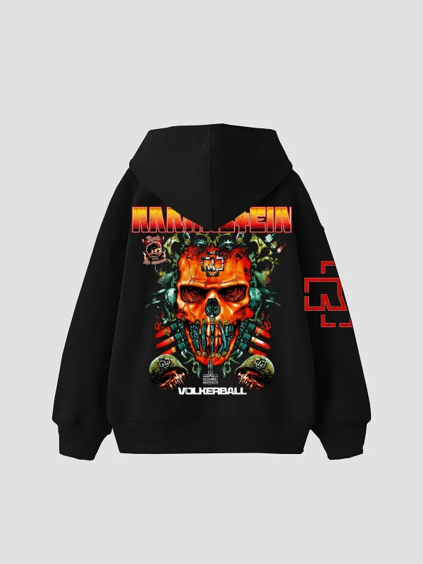 Rammstein Völkerball Baskılı Oversize Unisex Siyah Hoodie