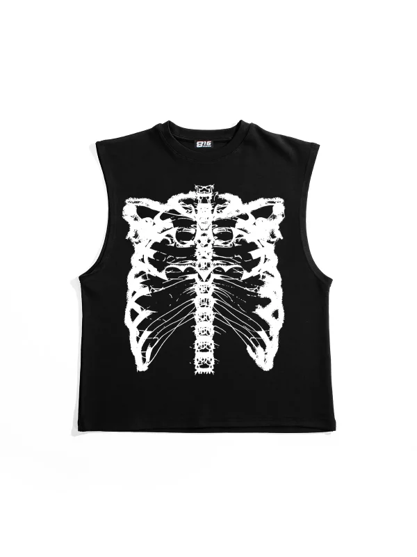 Resilience Tipografik Baskılı Siyah Sıfır Kol Tshirt