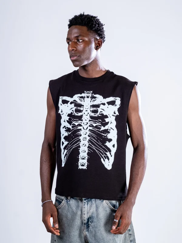 Resilience Tipografik Baskılı Siyah Sıfır Kol Tshirt