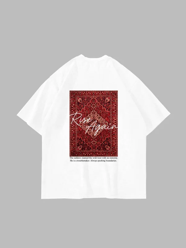 Rise Again Baskılı Oversize Unisex Beyaz Tshirt