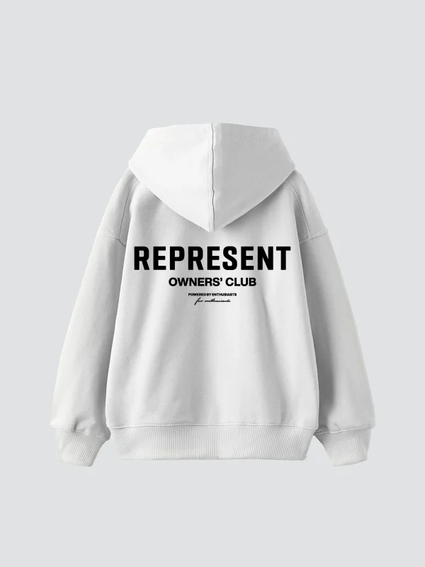 RPRSNT Baskılı Oversize Unisex Beyaz Hoodie