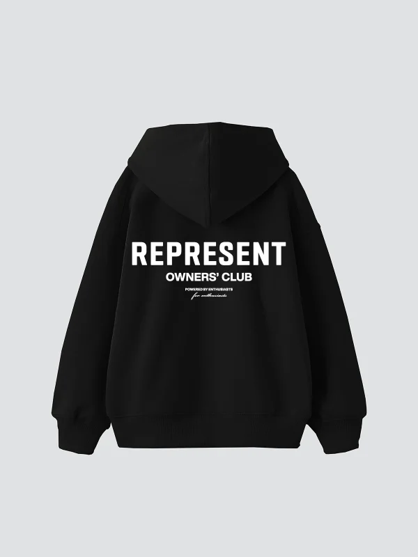RPRSNT Baskılı Oversize Unisex Siyah Hoodie