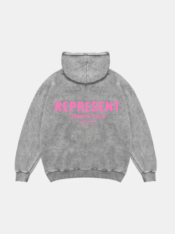 RPRSNT Baskılı Oversize Unisex Yıkamalı Beyaz Hoodie