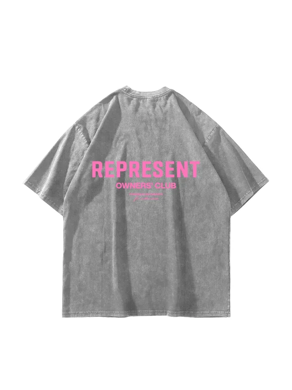 RPRSNT Baskılı Oversize Unisex Yıkamalı Beyaz Tshirt