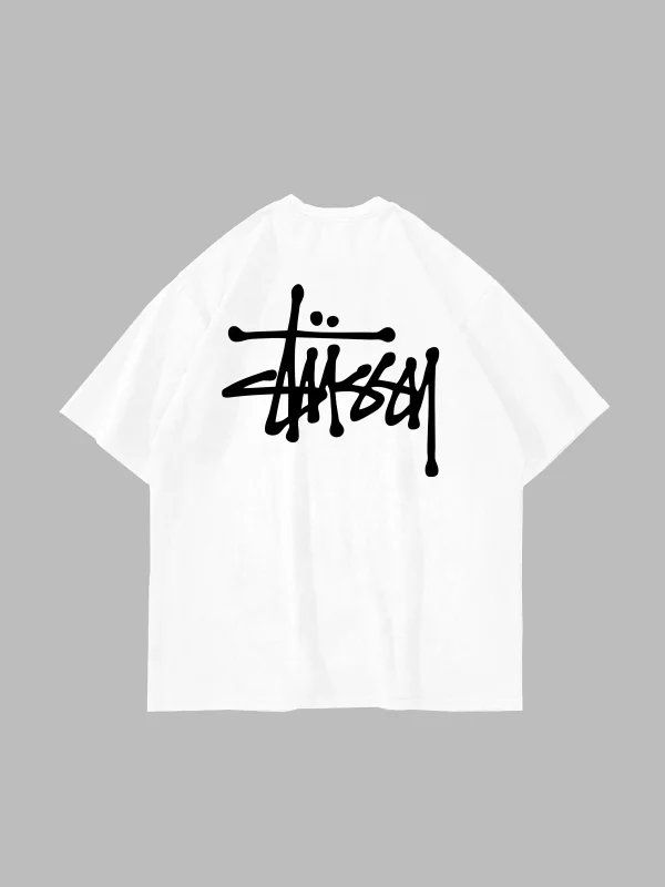 S. Yazı Baskılı Oversize Unisex Beyaz Tshirt