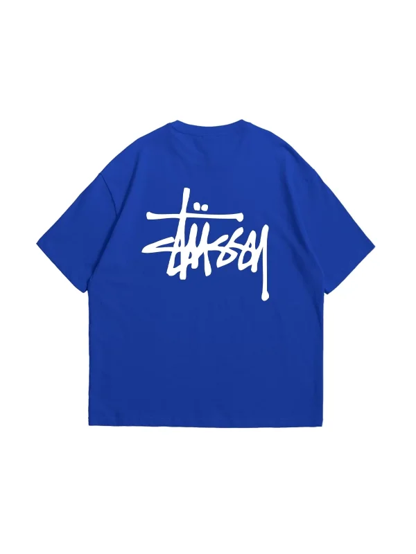 S. Yazı Baskılı Oversize Unisex Mavi Tshirt