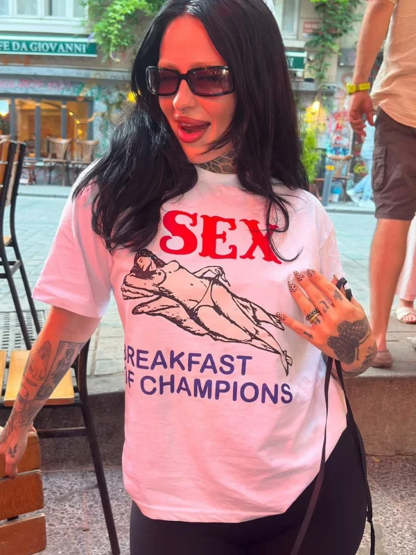 S3x Baskılı Relaxed Fit Beyaz Kadın Tshirt