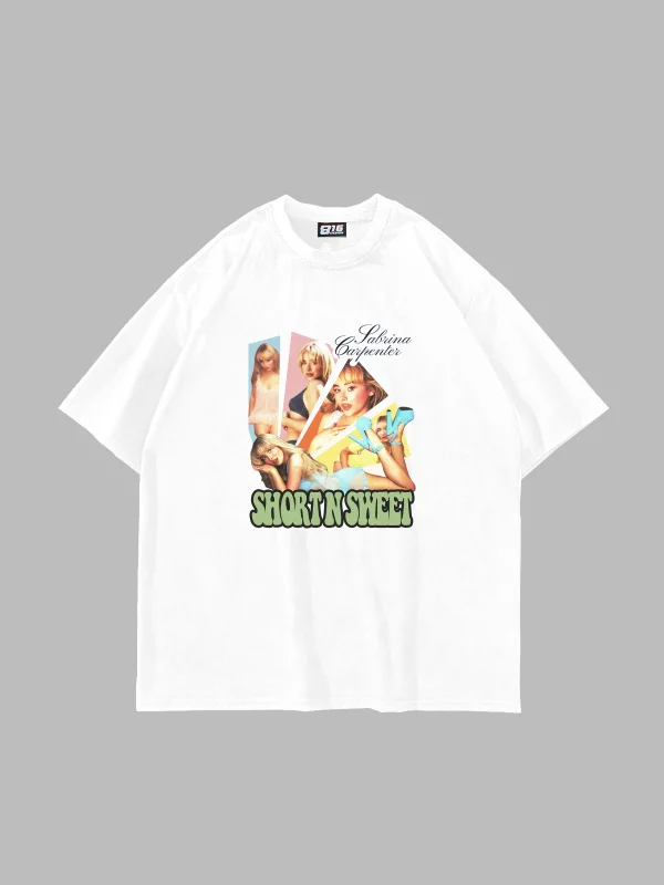 Sabrina Carpenter Baskılı Oversize Unisex Beyaz Tshirt