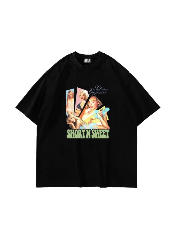 Sabrina Carpenter Baskılı Oversize Unisex Siyah Tshirt