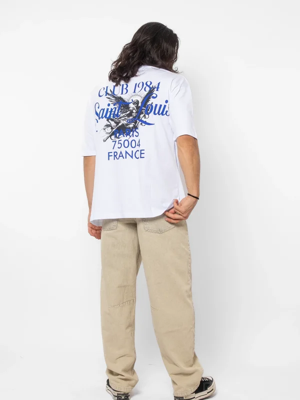 Saint Louis Baskılı Beyaz Oversize Unisex Tshirt