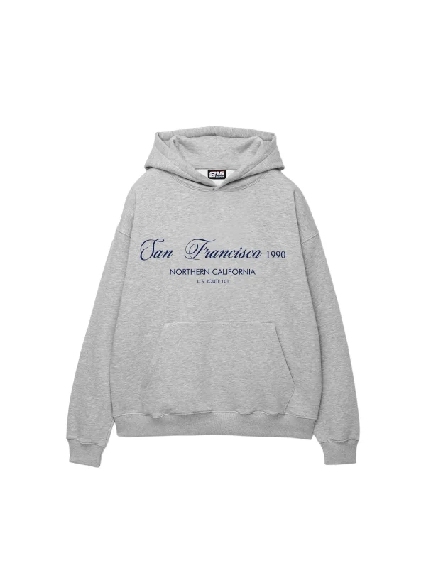 San Francisco 1990 Baskılı Oversize Unisex Açık Gri Hoodie
