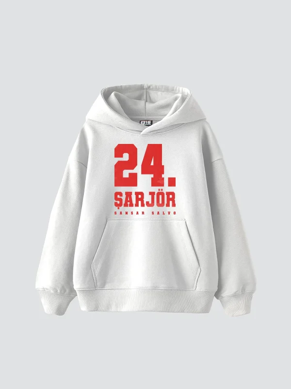 Sansar Salvo Baskılı Oversize Unisex Beyaz Hoodie