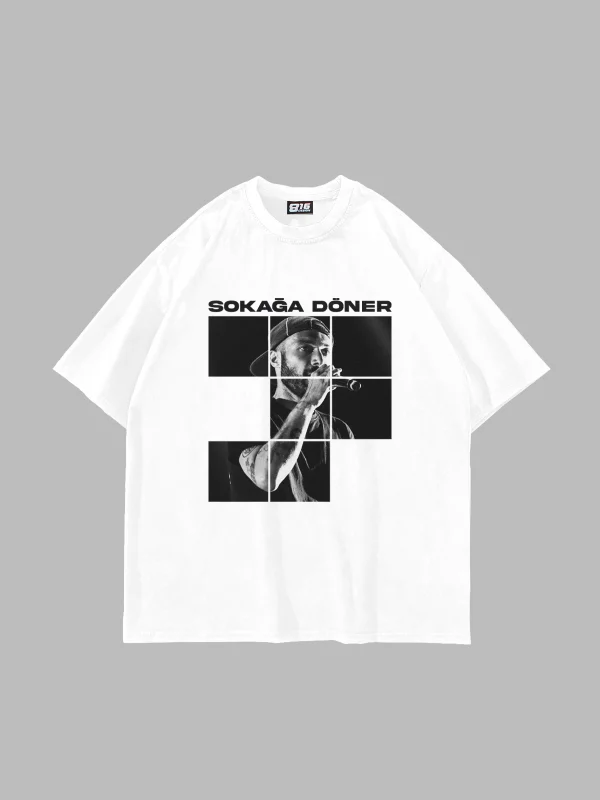 Sansar Salvo Baskılı Oversize Unisex Beyaz Tshirt