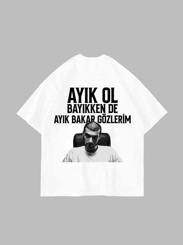 Sansar Salvo Baskılı Oversize Unisex Beyaz Tshirt