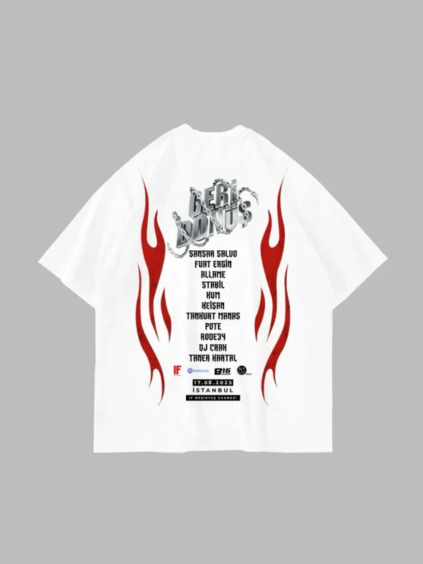 Sansar Salvo Baskılı Oversize Unisex Beyaz Tshirt