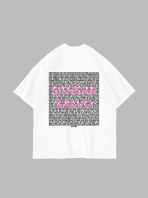 Sansar Salvo Baskılı Oversize Unisex Beyaz Tshirt