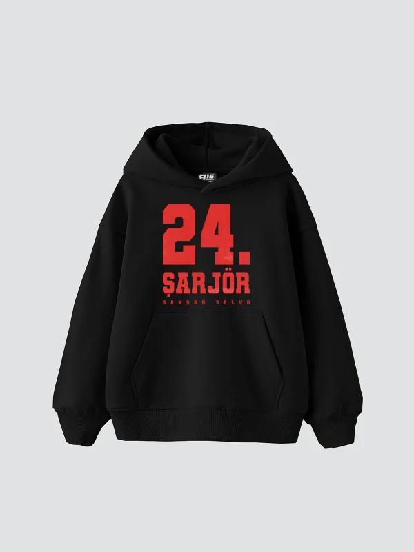 Sansar Salvo Baskılı Oversize Unisex Siyah Hoodie