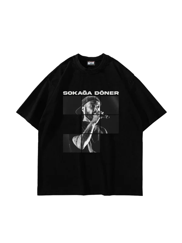 Sansar Salvo Baskılı Oversize Unisex Siyah Tshirt