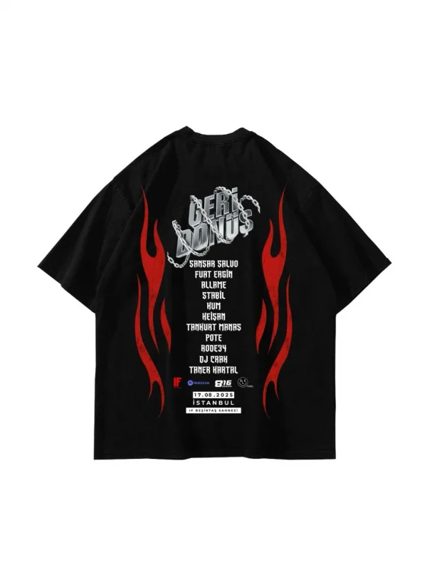 Sansar Salvo Baskılı Oversize Unisex Siyah Tshirt