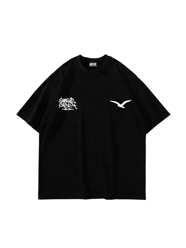 Sansar Salvo Baskılı Oversize Unisex Siyah Tshirt