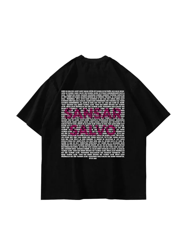 Sansar Salvo Baskılı Oversize Unisex Siyah Tshirt