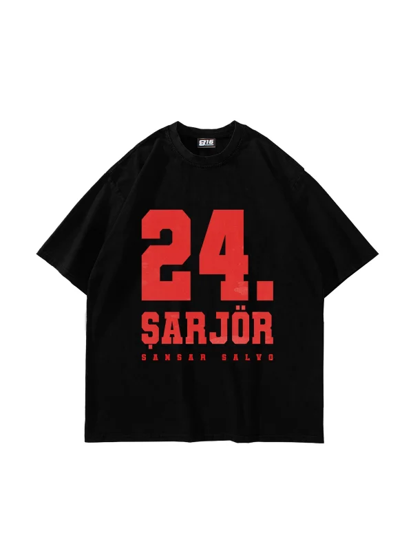 Sansar Salvo Baskılı Oversize Unisex Siyah Tshirt
