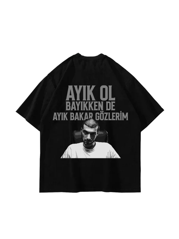 Sansar Salvo Baskılı Oversize Unisex Siyah Tshirt
