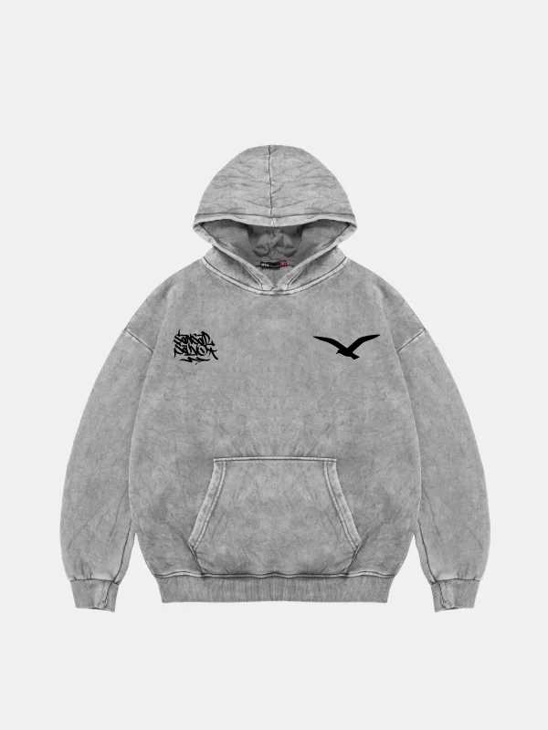 Sansar Salvo Oversize Unisex Yıkamalı Beyaz Hoodie