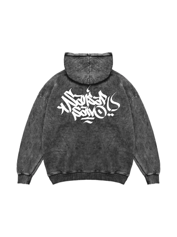 Sansar Salvo Oversize Unisex Yıkamalı Siyah Hoodie