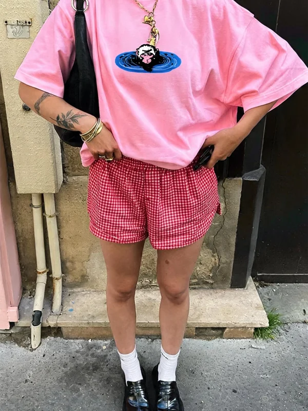 Saru Springs Sırt Baskılı Pembe Oversize Tshirt
