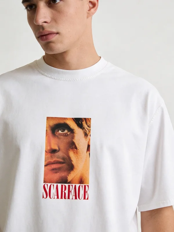 Scarface V2 Baskılı Oversize Unisex Beyaz Tshirt