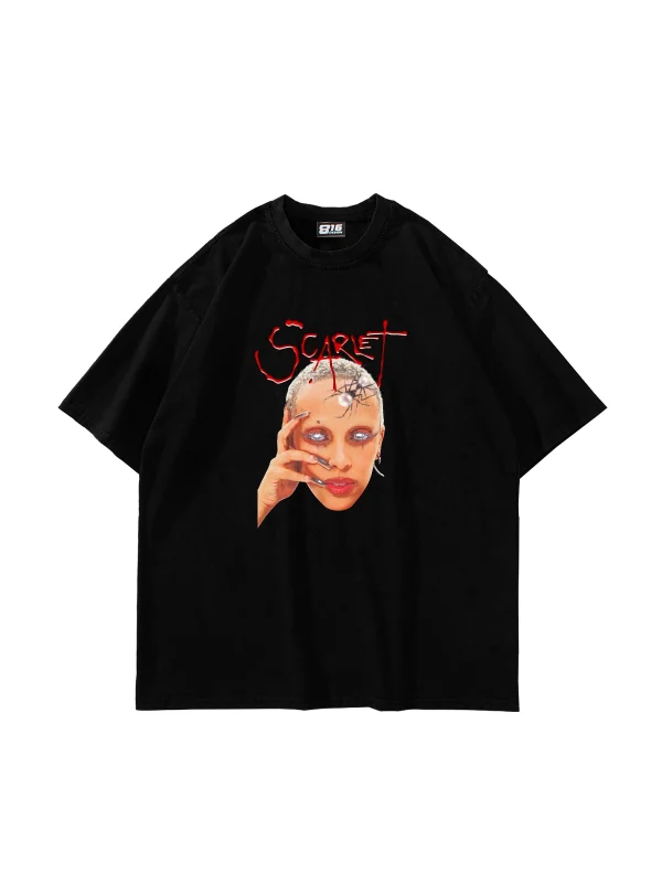 Scarlet Doja Cat Baskılı Oversize Unisex Siyah Tshirt