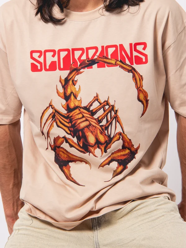 Scorpion Ön Baskılı Bej Premium Oversize Unisex Tshirt