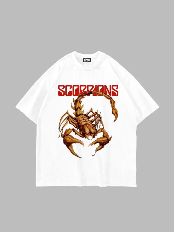 Scorpion Ön Baskılı Beyaz Premium Oversize Unisex Tshirt