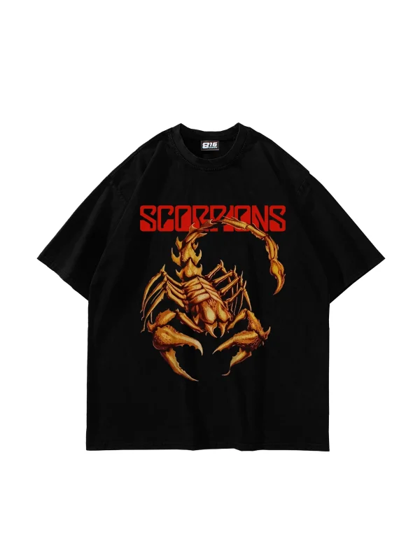 Scorpion Ön Baskılı Siyah Premium Oversize Unisex Tshirt
