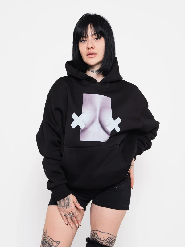 Send Nudes Baskılı Oversize Unisex Siyah Hoodie