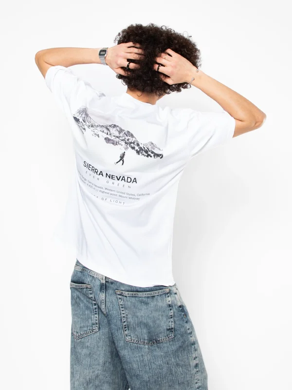 Sierra Nevada Baskılı Oversize Unisex Beyaz Tshirt