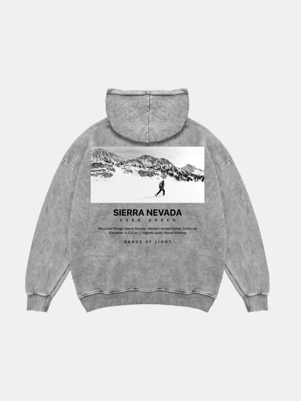 Sierra Nevada Oversize Unisex Yıkamalı Beyaz Hoodie