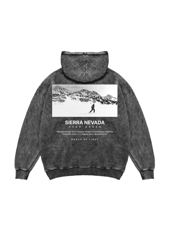 Sierra Nevada Oversize Unisex Yıkamalı Siyah Hoodie