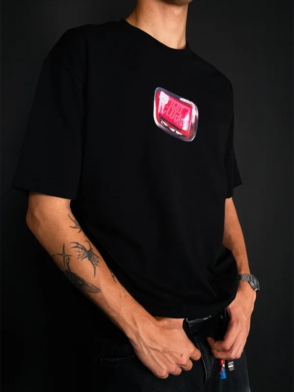 Siyah Fight Club Oversize Baskılı Unisex Tişört