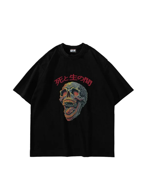 Skull Scream Baskılı Oversize Unisex Siyah Tshirt