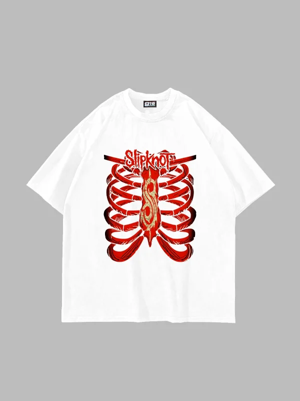 Slipknot Red Baskılı Oversize Unisex Beyaz Tshirt