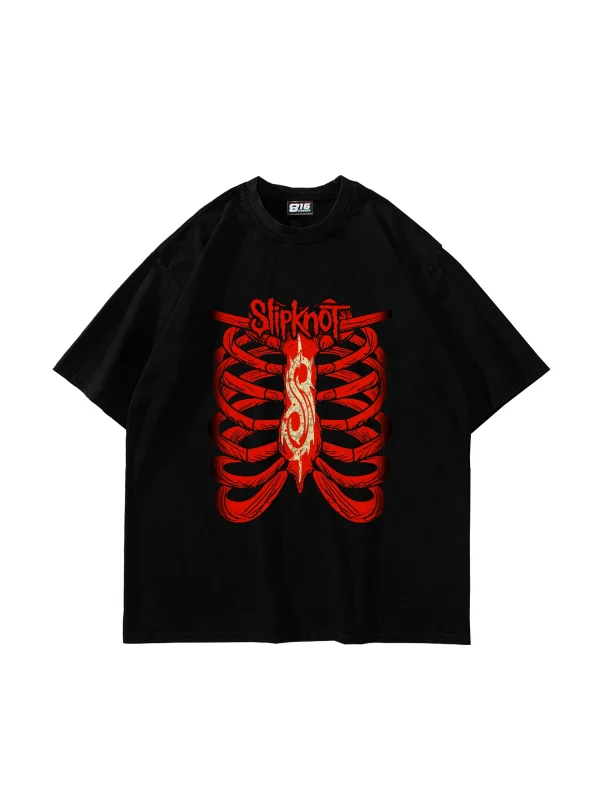 Slipknot Red Baskılı Oversize Unisex Siyah Tshirt