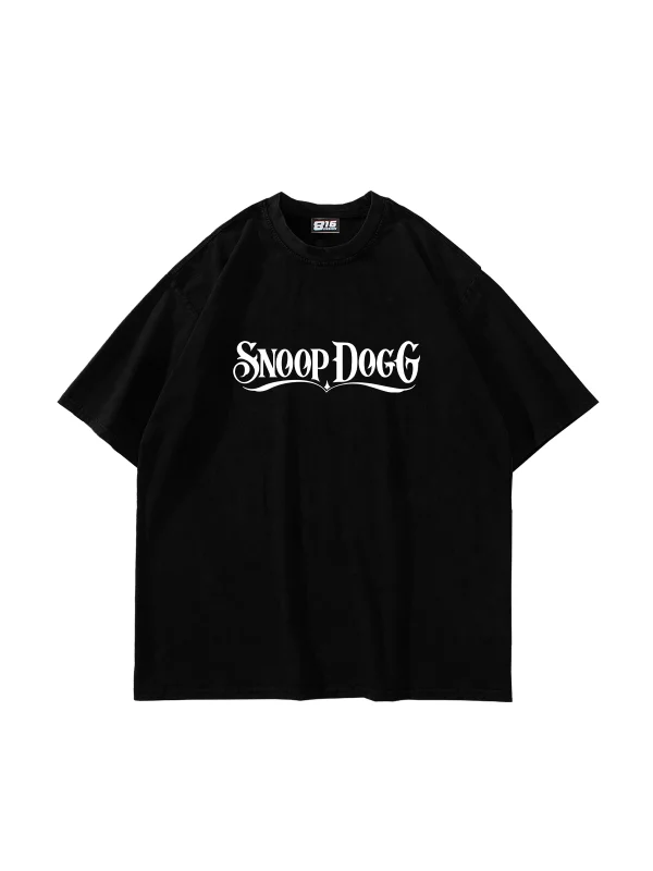 Snoop Dogg Baskılı Oversize Unisex Siyah Tshirt