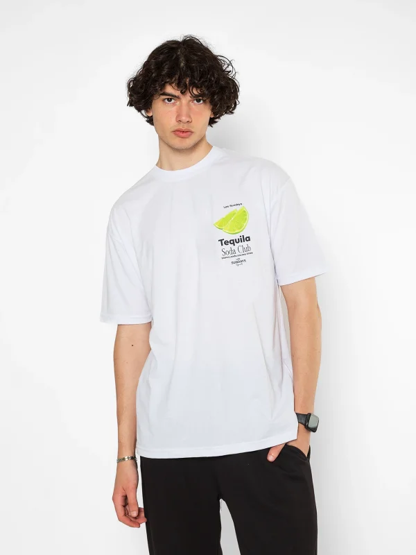 Soda Club Baskılı Oversize Unisex Beyaz Tshirt