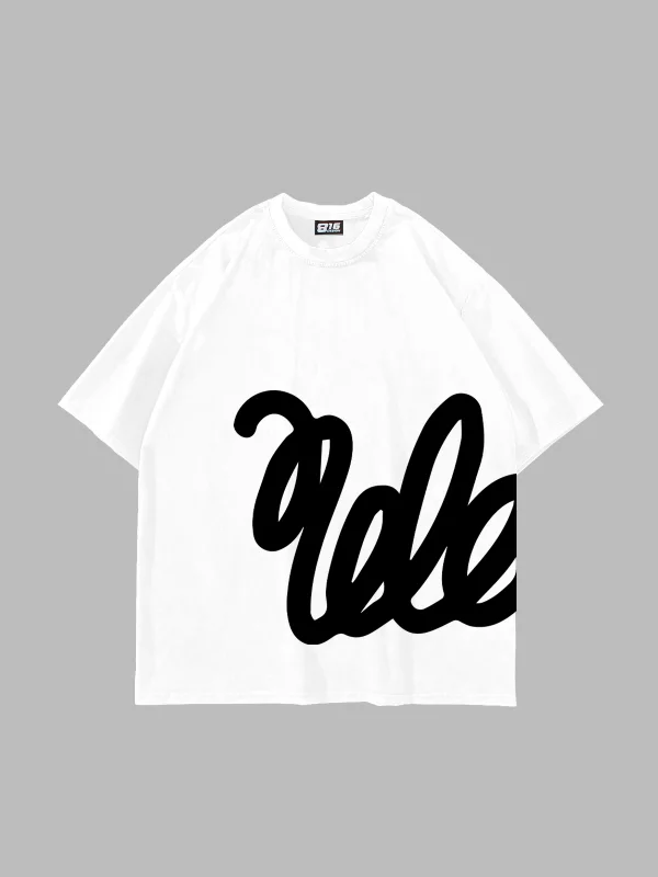 Sof Flow Baskılı Oversize Unisex Beyaz Tshirt