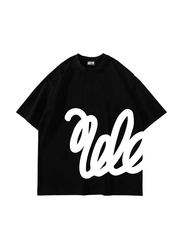 Sof Flow Baskılı Oversize Unisex Siyah Tshirt